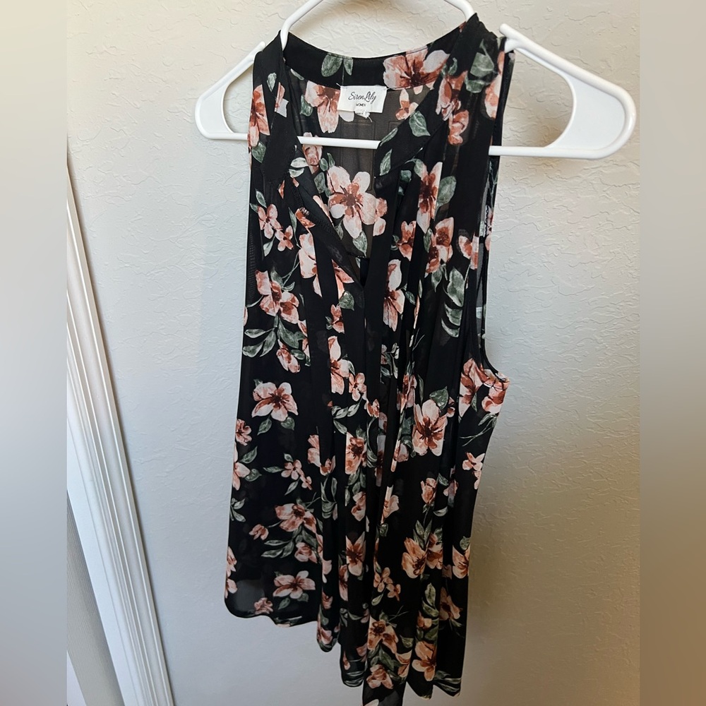 Sleeveless floral blouse